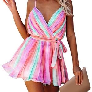 Multi colored mini party romper